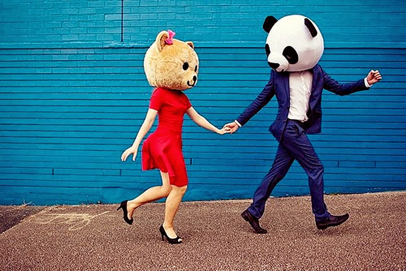 Couple With Funny Bear Masks