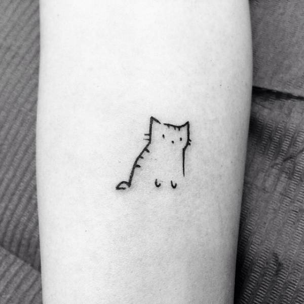 Cute Cat Tattoo On Arm