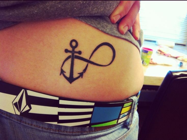 Cute Infinity And Anchor Tattoo On Lower Back