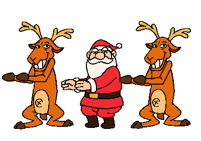 Dancing Santa And Reindeer Funny Animated