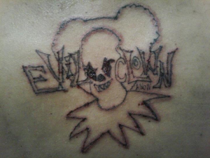 Evil Clown – Black Clown Head Tattoo Design By Anonmako