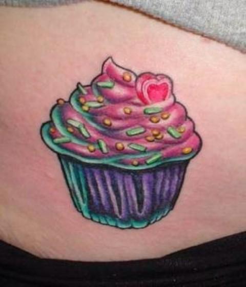Fantastic Colorful Cupcake Tattoo Design