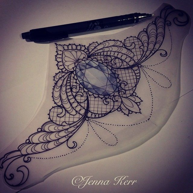 Fantastic Lace Tattoo Design For Under Breast