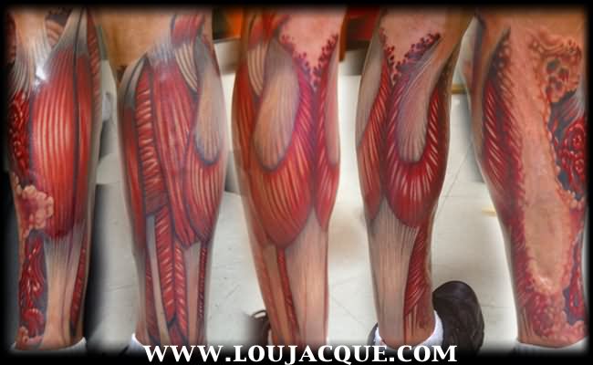 Fantastic Muscle Tattoo Design For Leg