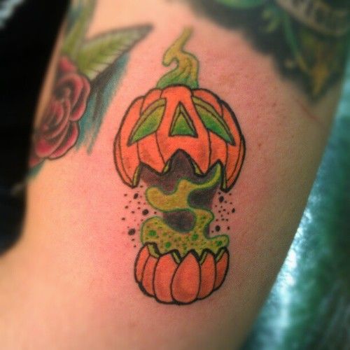 Flaming Evil Pumpkin Tattoo