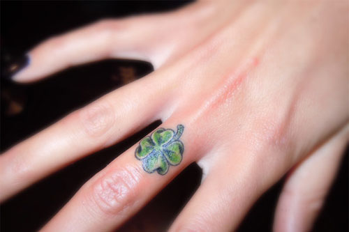 Four Leaf Clover Tattoo On Finger For Girls