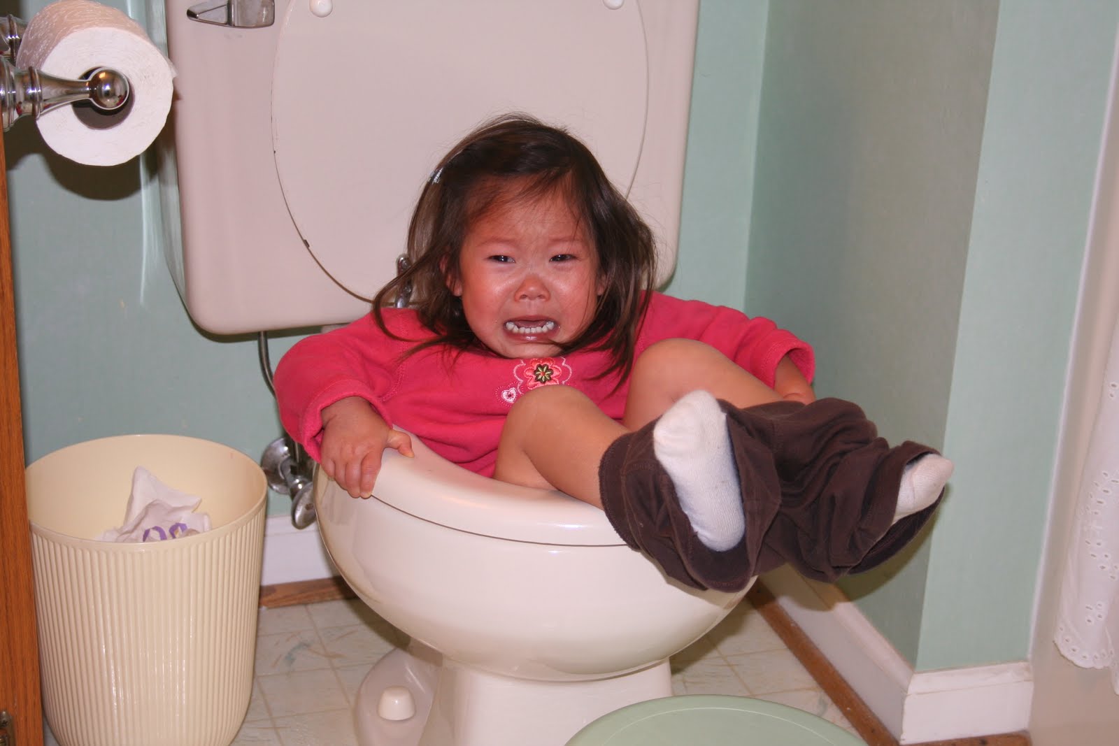Funny Baby Girl Stuck In Toilet
