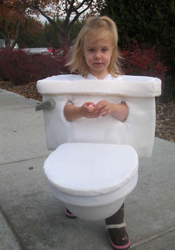 Funny Baby Girl Wearing Toilet Costume