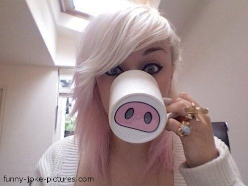 Funny Blonde Pig Mug Image