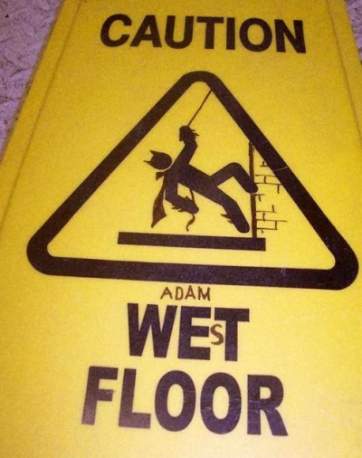 Funny Caution Wet Floor Image