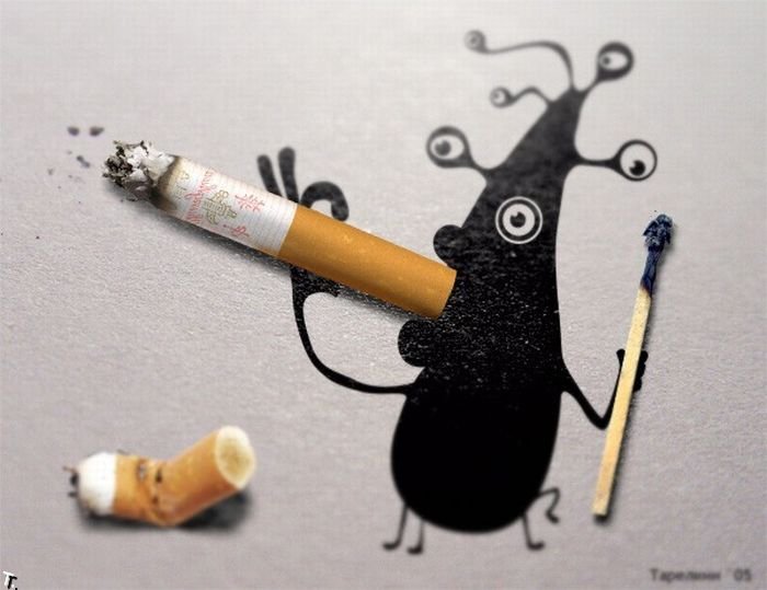 Funny Cigarette And Match Stick Picture