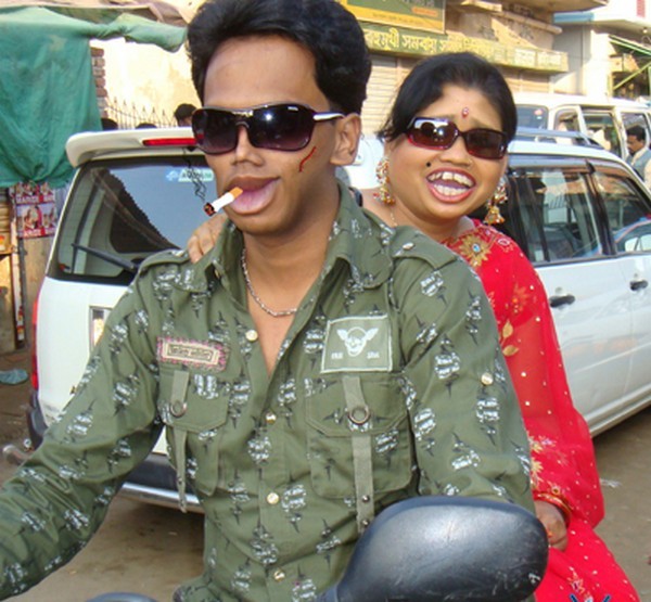 Funny Face Indian Couple Picture