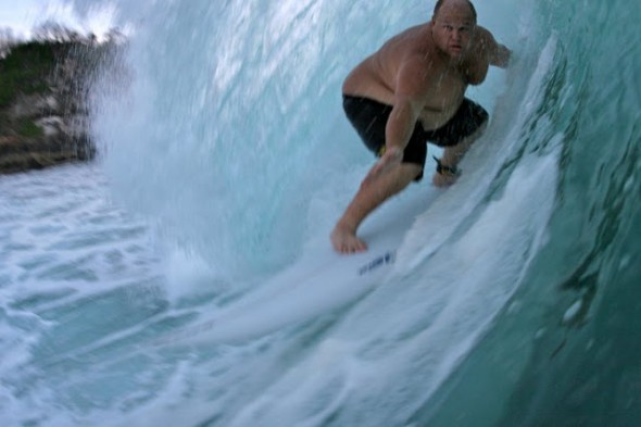 Funny Fat Man Surfing Image