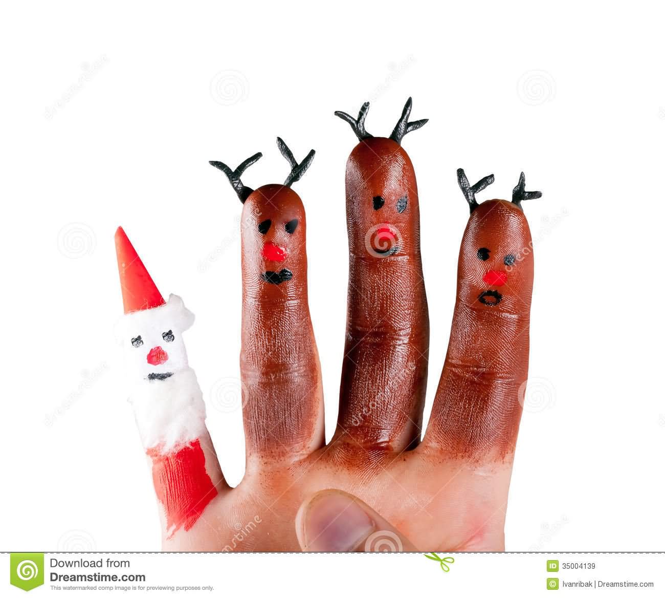 Funny Fingers Reindeer And Santa Picture