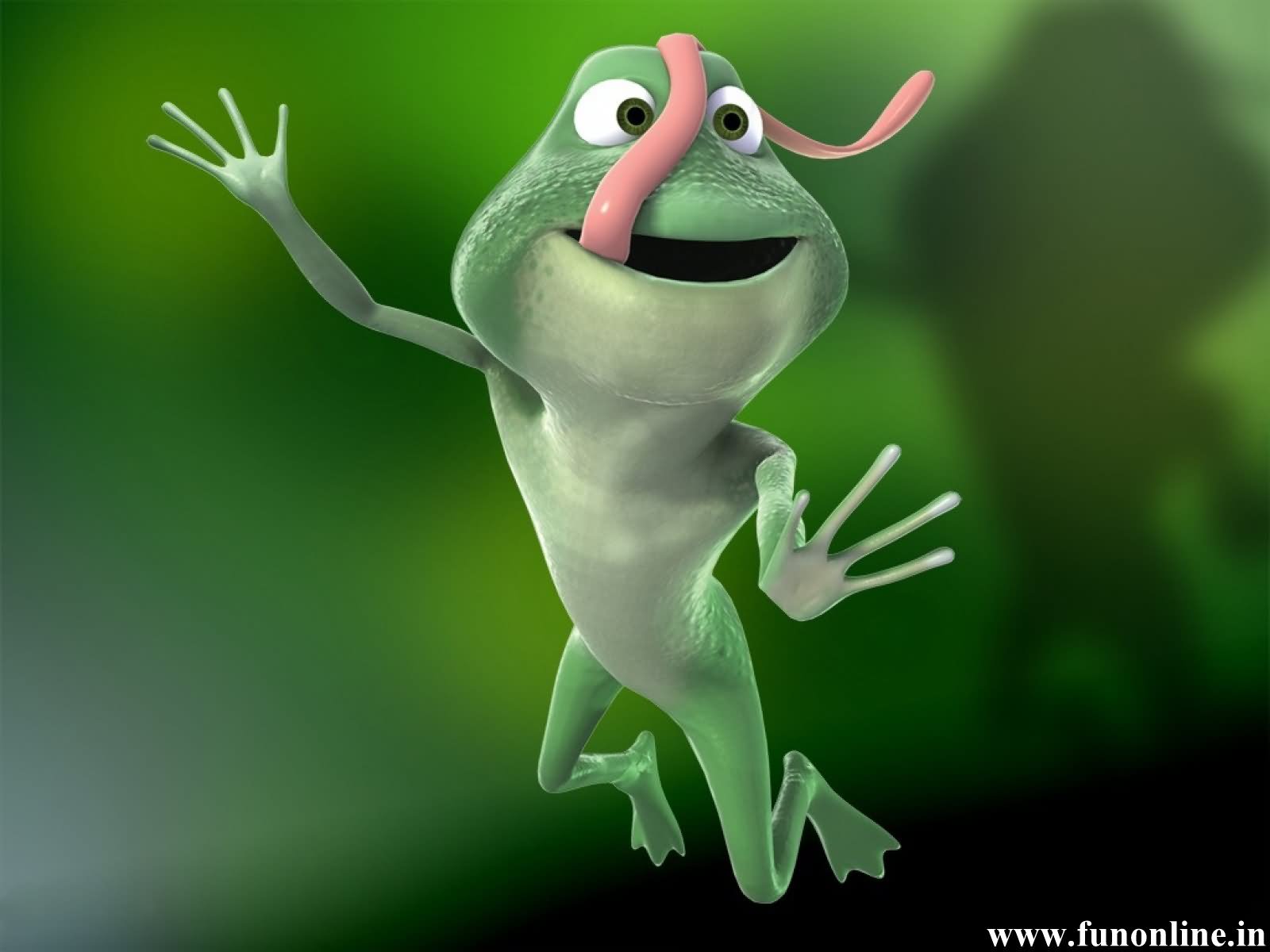Funny Frog Showing Long Tongue While Jumping