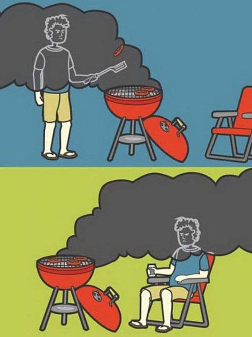 Funny Grill Smoke Face Cartoon Image