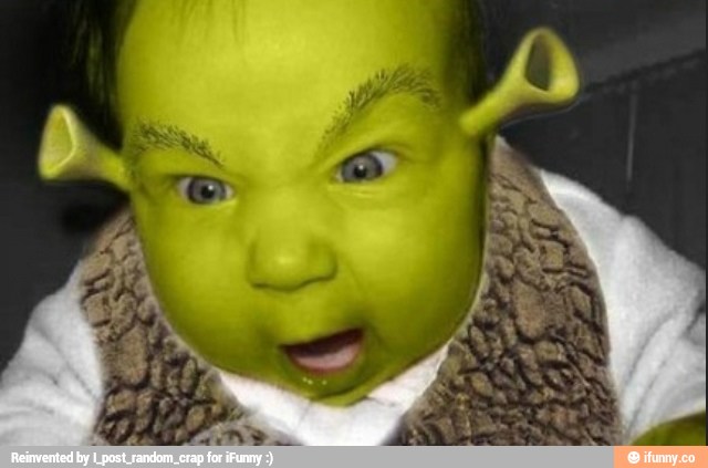 Funny Shrek Mask Baby Picture