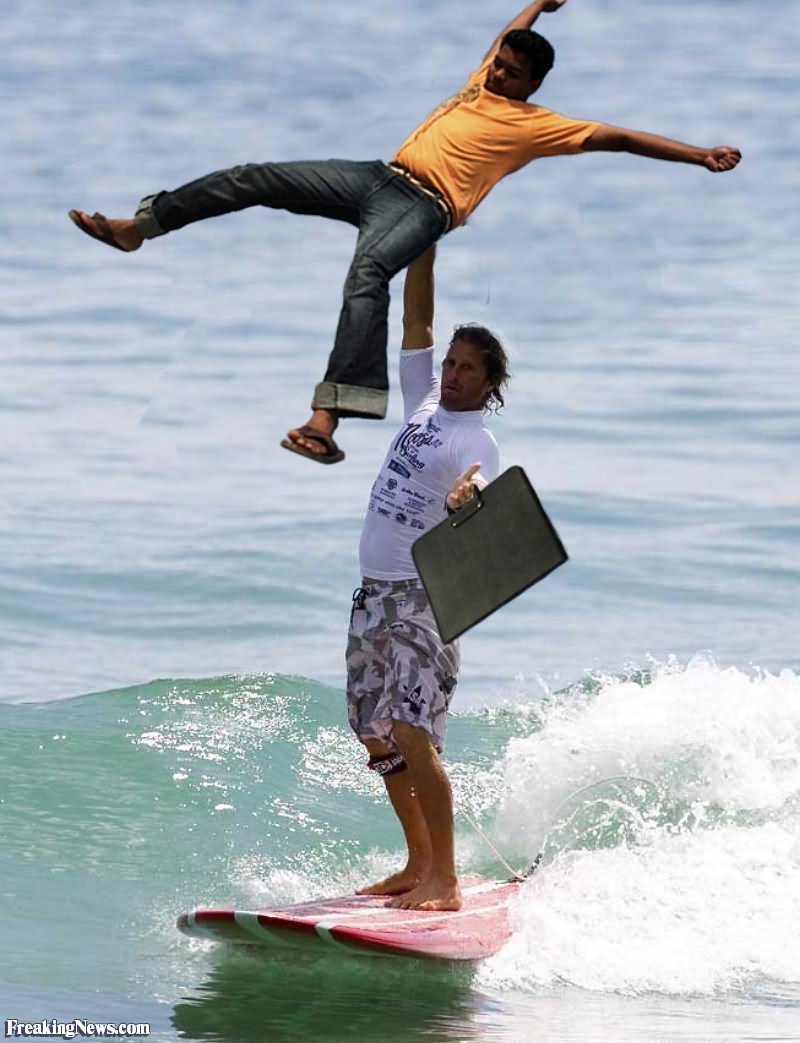 Funny Surfing Stunt Image
