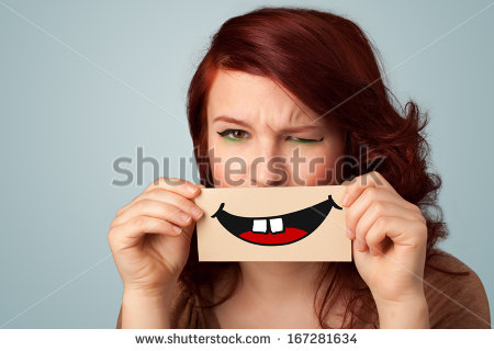 Funny Woman Holding Smiling Card