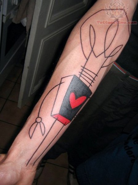 Geometric Bulb Tattoo On Arm Sleeve