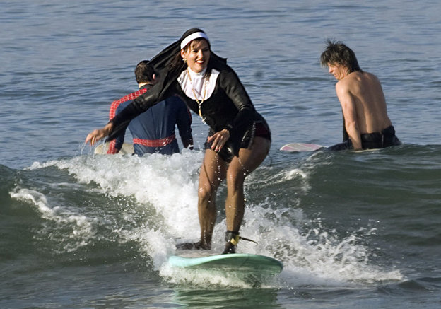 Girl Funny Surfing Picture