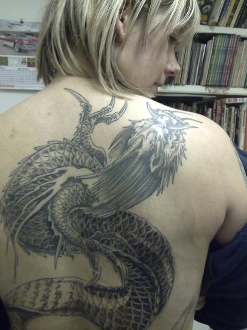 Girl With Full Body Dragon Tattoo