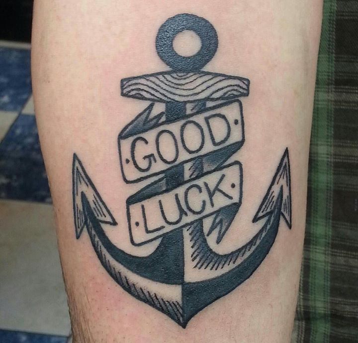 Good Luck Banner With Anchor Tattoo