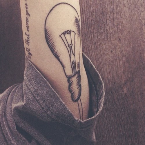 Grey Bulb Tattoo On Arm Sleeve
