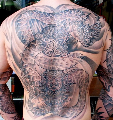 Grey Ink Full Body Dragon Tattoo Ideas For Men