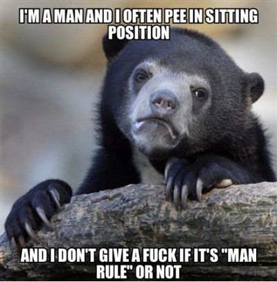 I Am A Man And I Often Pee In Sitting Position Funny Sad Bear Meme Picture