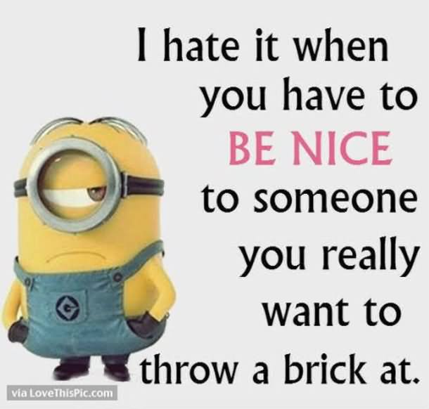 I Hate It When You Have To Be Nice Funny Minions Attitude Image