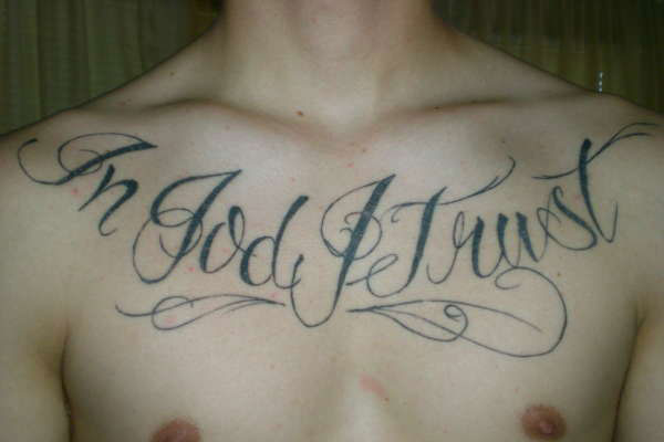 In God I Trust Tattoo On Chest