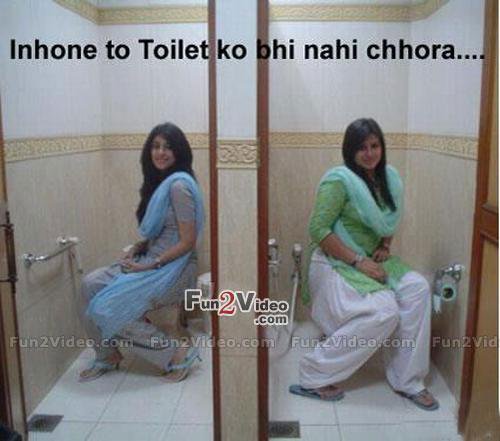 Indian Girls Funny Photoshoot In Toilet