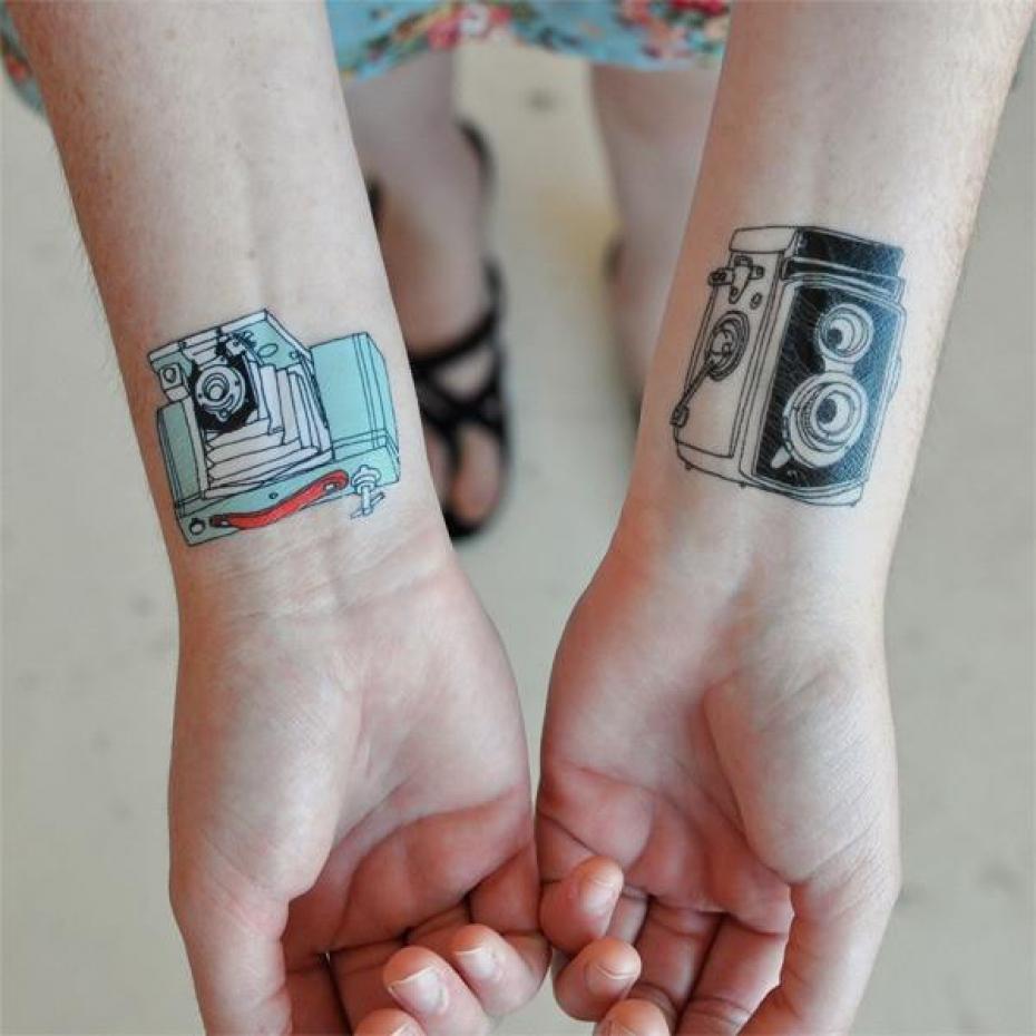 Inspiring Two Movie Camera Tattoo On Both Wrist