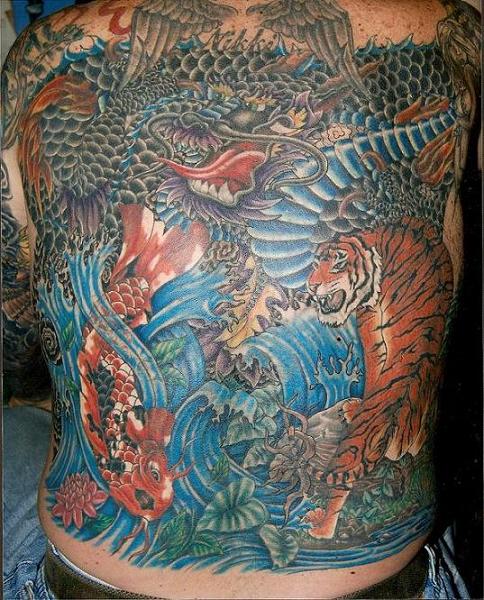 Japanese Koi And Full Body Dragon Tattoo