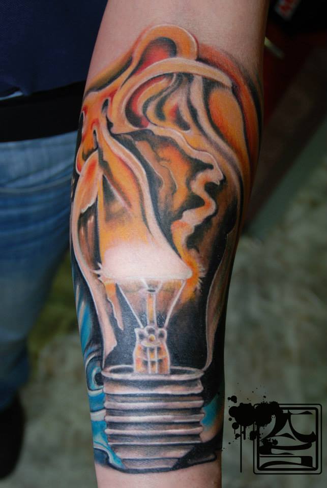 Left Forearm Bulb Tattoo by Alfonso