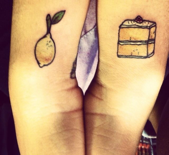 Lemon And Cake Tattoo Design For Wrist