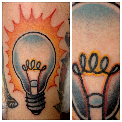 Light Bulb Tattoo On Arm Sleeve