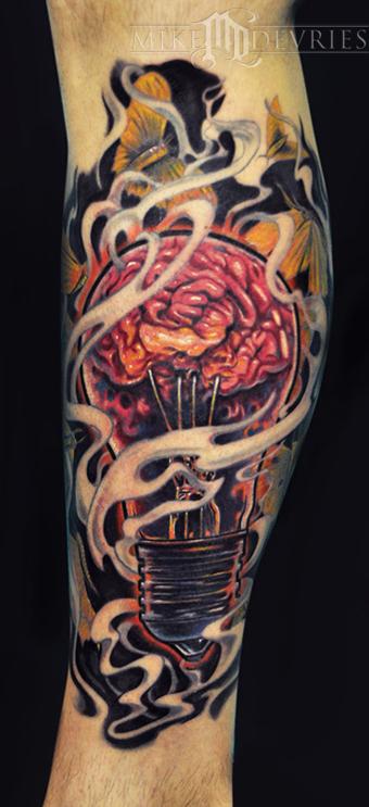 Light Bulb Tattoo On Design For Arm Sleeve