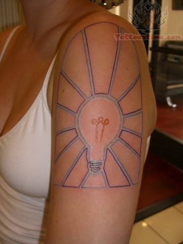 Light Bulb Tattoo On Left Half Sleeve