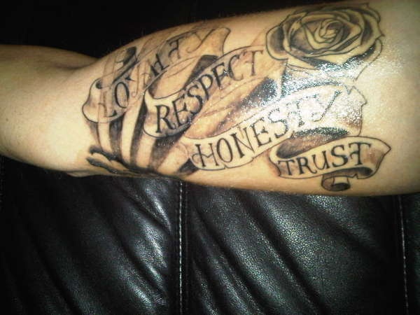 Loyalty Respect Honesty Trust Tattoos On Inner Bicep