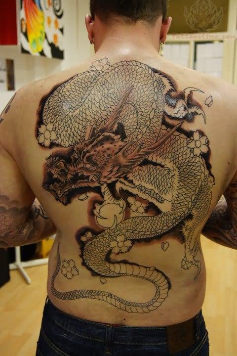 Man Full Back Body Dragon Tattoos