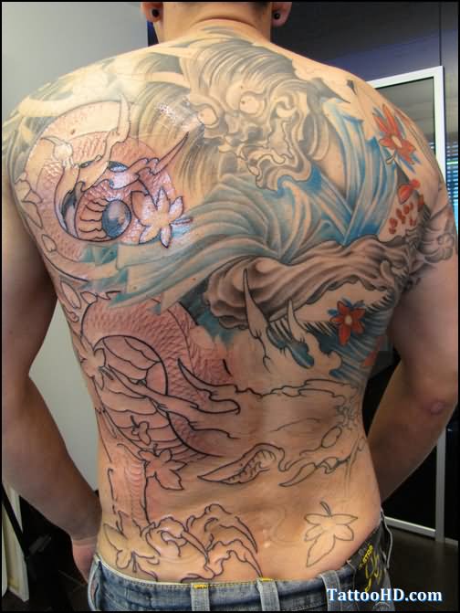 Man Full Body  Japanese Dragon Tattoo Idea
