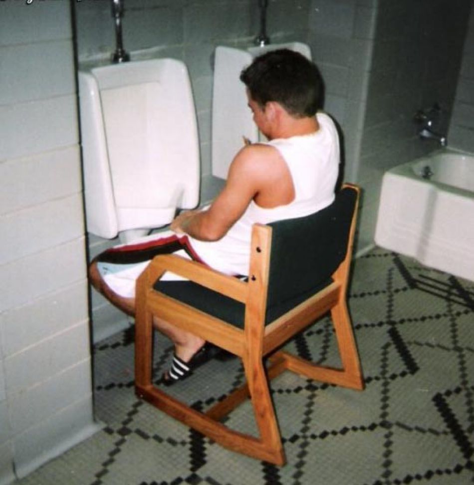 Man Sitting On Chair Funny Pee Picture