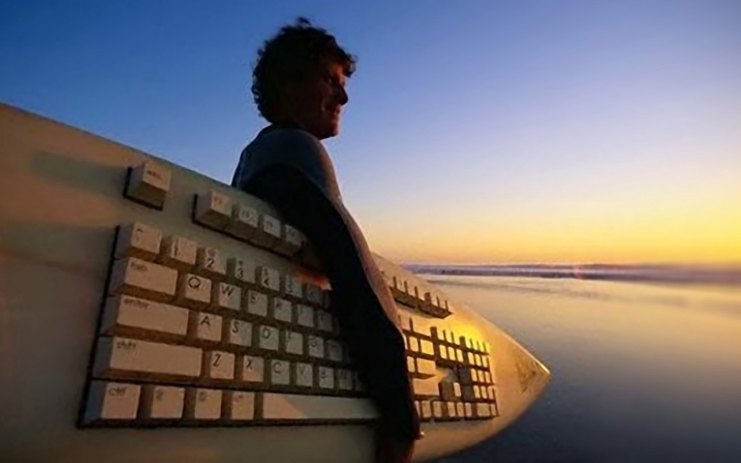 Man With Funny Surfing Keyboard