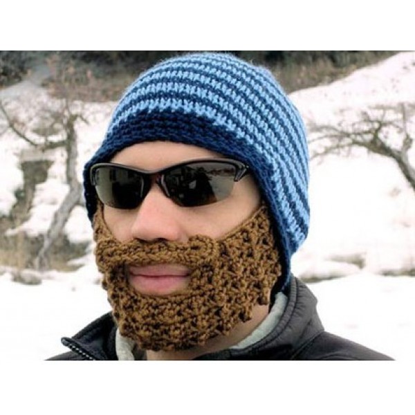 Man With Woolen Beard Mask Funny Picture