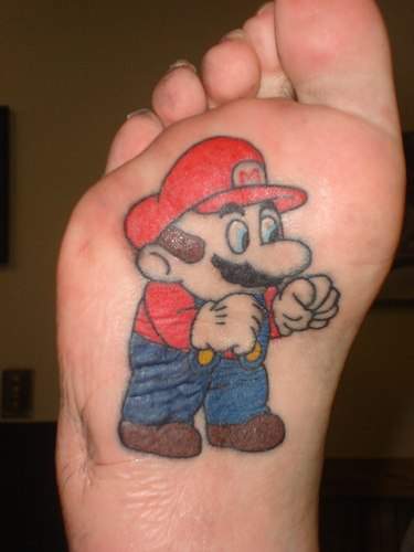 Mario Tattoo On Under Foot