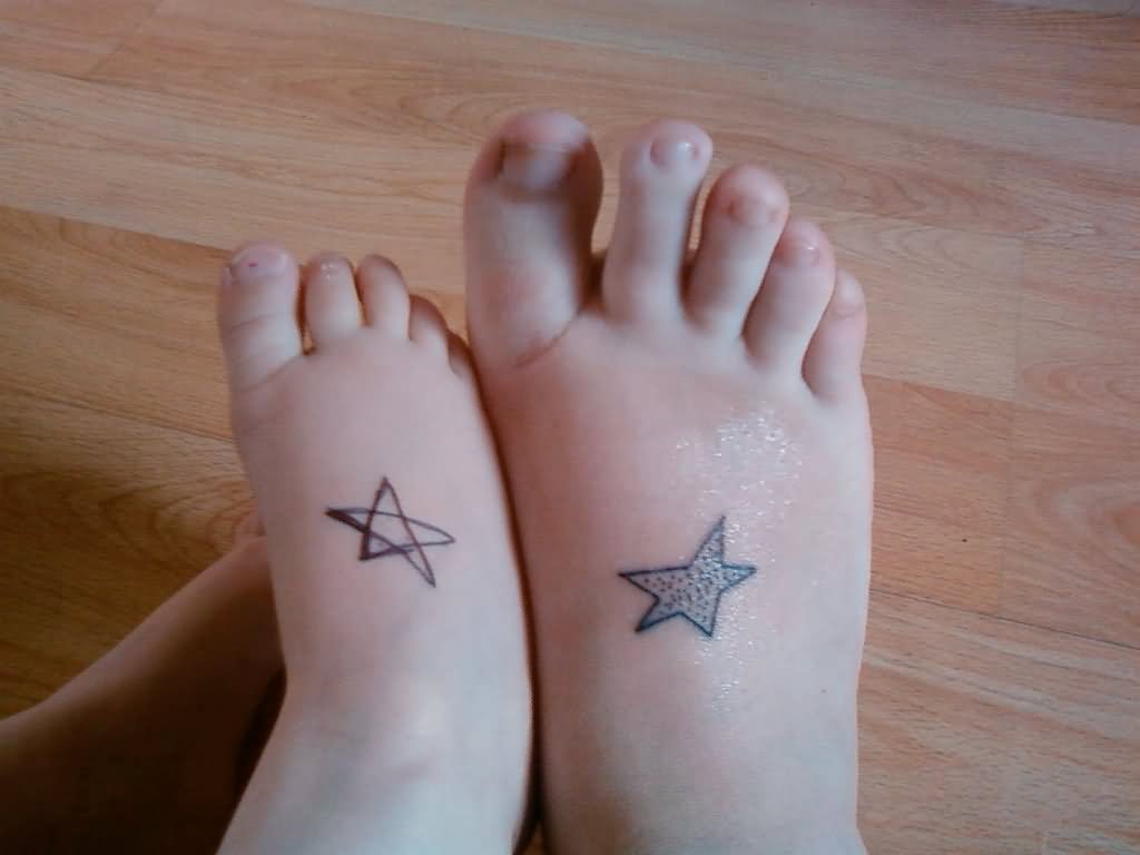 Matching Star Tattoo On Feet