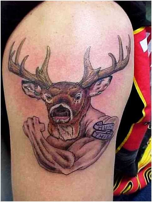 Muscular Deer Tattoo Design Shoulder