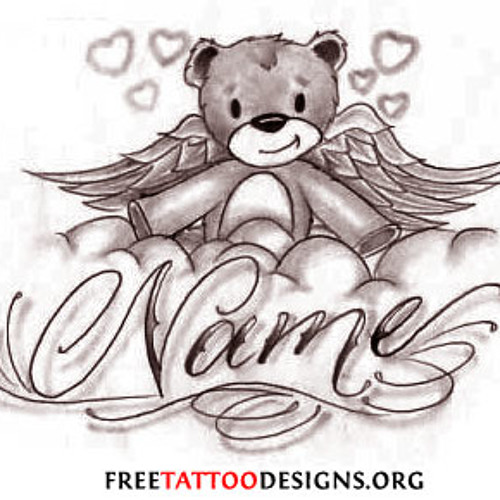 Name - Teddy Bear With Wings Tattoo Design